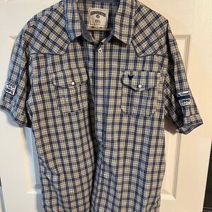 Company 81 blue and yellow stripe button down xxl